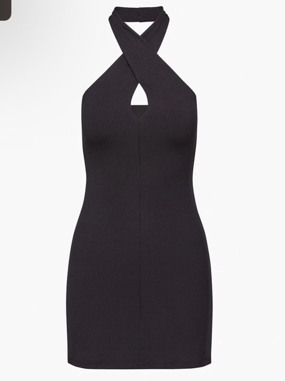 Aritzia Wilfred Black Ribbed Twist-Halter Mini Bay Dress - Size S